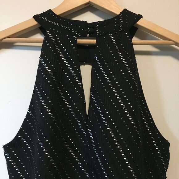 Made in Canada Glamour Witch Black and Silver High Rounded Neck Keyhole … - Picture 6 of 16